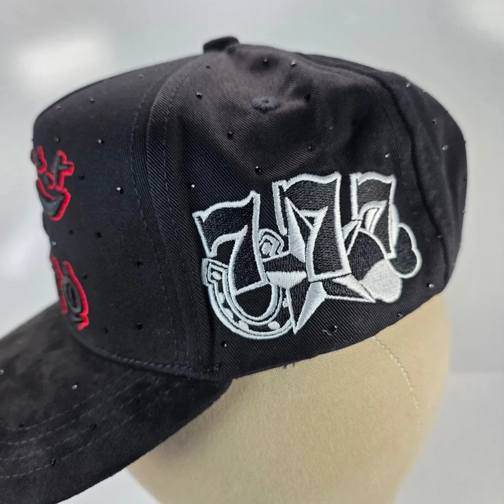 Belico Hats Rico Muerto Black Red Rhinestone Snapback‎ Hat with Dust Bag